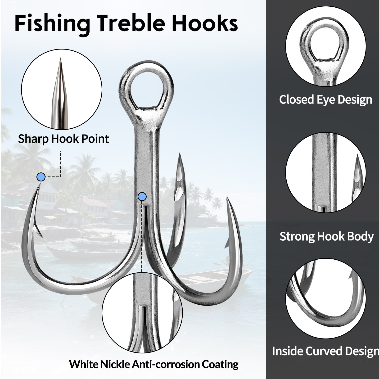 9KM Saltwater Treble Hooks 3X  - Fishing Hook Assortment ulasan dan harga